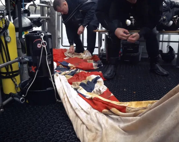 Royal oak ensign on deck of boat