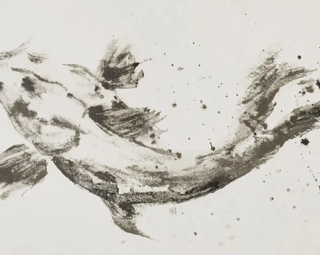 a drawing of a koi carp