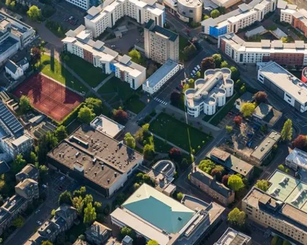 an aerial shot of the campus