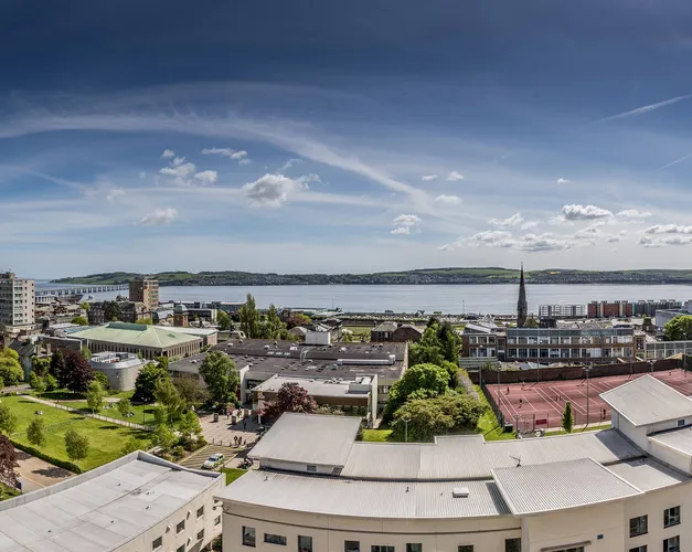 View over University campus to River Tay