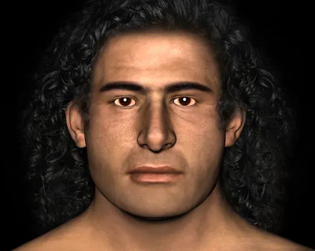 Facial reconstruction performed on the Bronze Age remains of the “Griffin Warrior”.  Part of a Palace of Nestor Excavations project in Pylos, Greece. 