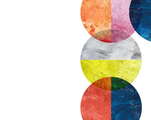 Coloured dots on a white background