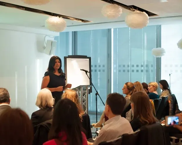 Jay delivering a speech in front of a small crowd