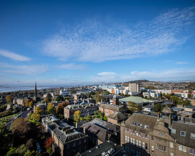 Looking across the west end of Dundee from campus