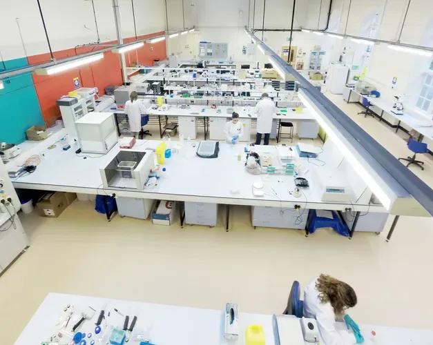 Overhead view of lab at the Leverhulme Research Centre for Forensic Science