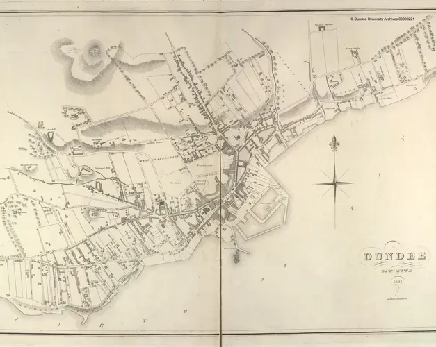 A map depicting Dundee in 1821
