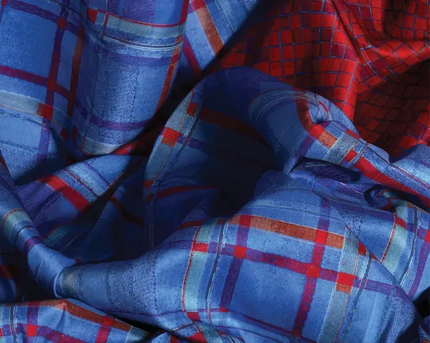 Diaspora tartan in blue and red