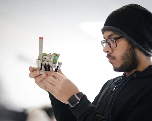 Biomedical engineering student working in the lab