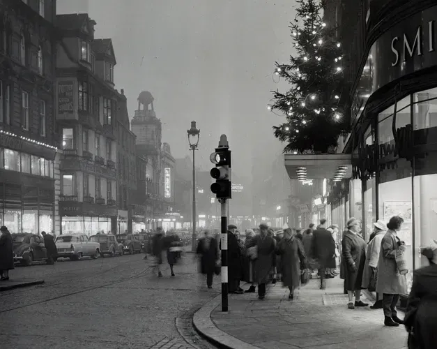 Murraygate at Christmas by Alex Coupar, 1960s