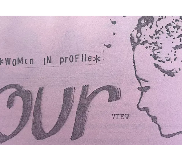 Flyer scan. Women in Profile in Our View. Contemporary Show of Women's Work in Glasgow Sept 1990.