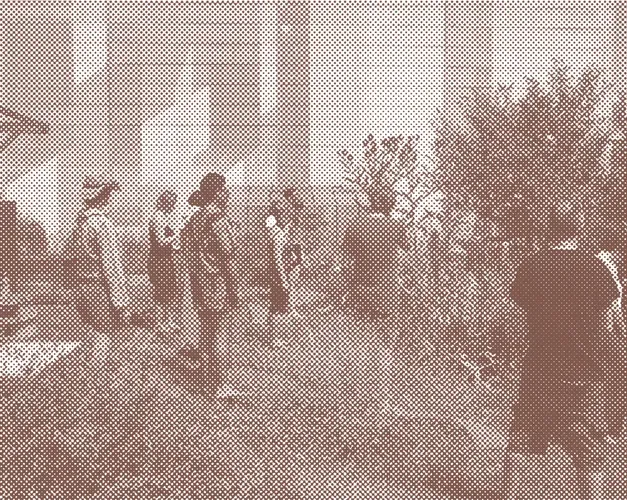 A group of people gathering outdoors 