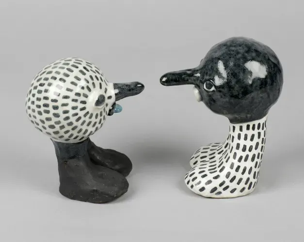 Patterned Birds - pair of ceramics by Veera Krouglov