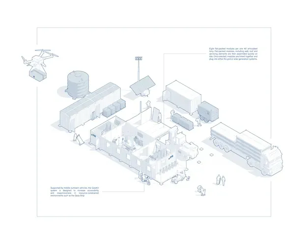 A blueprint drawing of the CareKit project by Drew Rumgay
