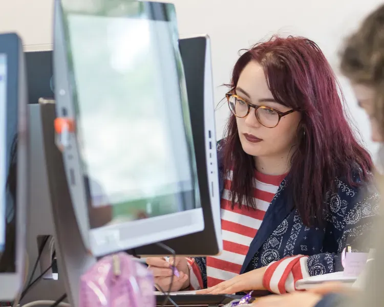 students working on computers