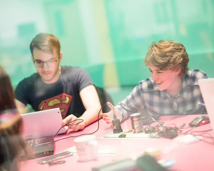 Students studying in a library