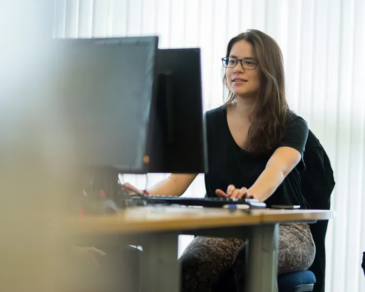 a student working on a computer