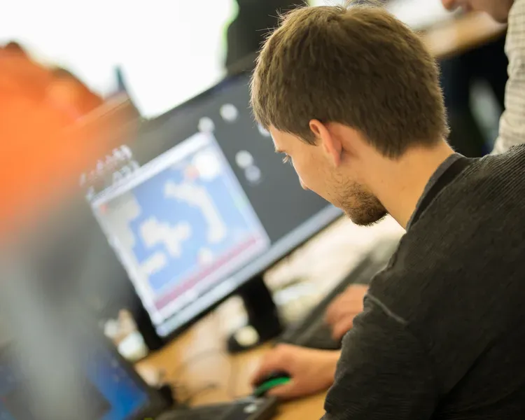 a student working on a computer