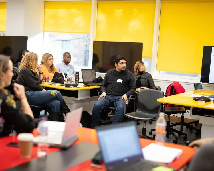 Students at workshop in Library