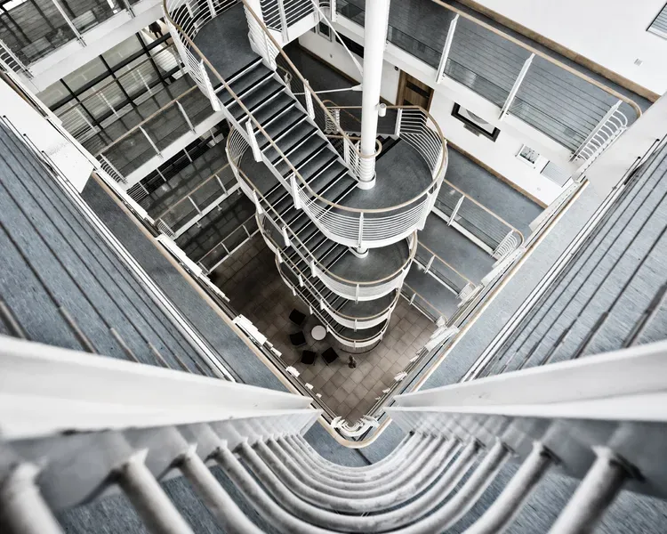 A top down view of a stairwell