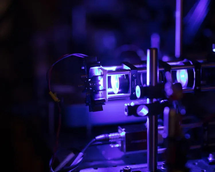 a glowing violet machine