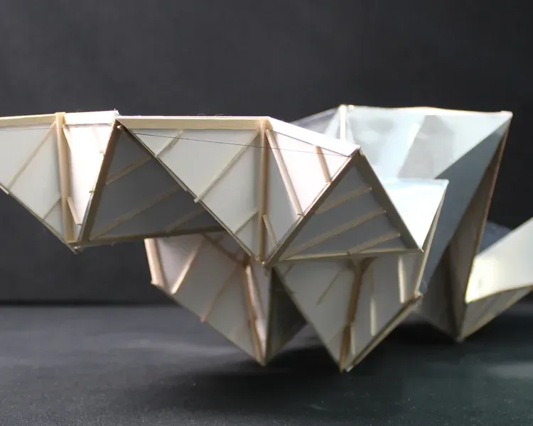 Cardboard model with triangular faces