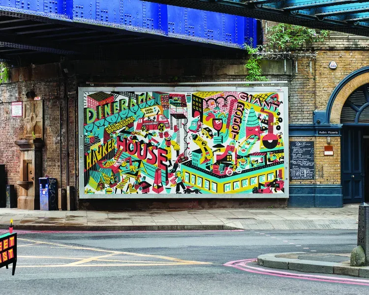 illustration of graffiti under bridge