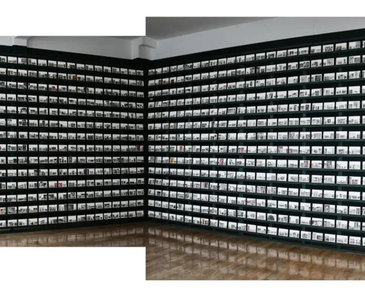 wall with images on