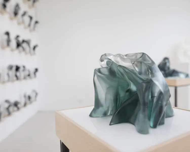 green sculpture in exhibition