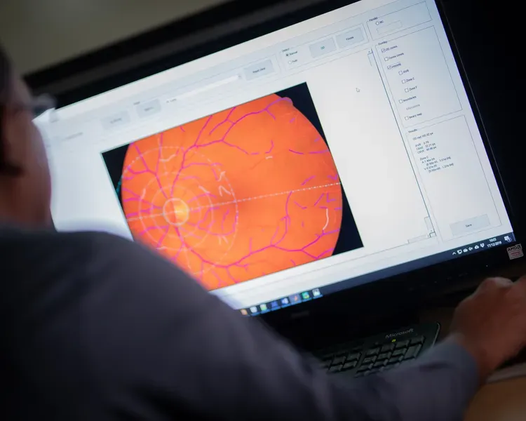 looking at an image on the screen of something from the body