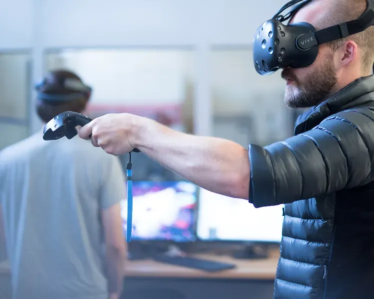 man using VR headset