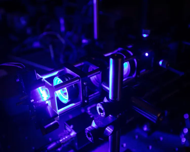 metal machine glowing blue