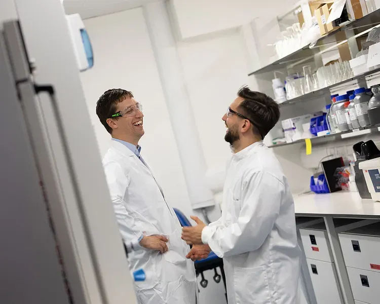 Two researchers in a lab