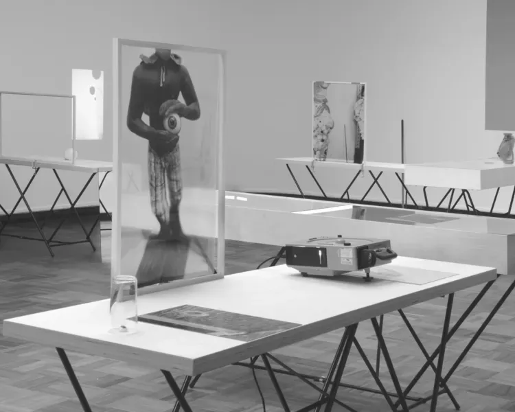 Tables with artworks on them