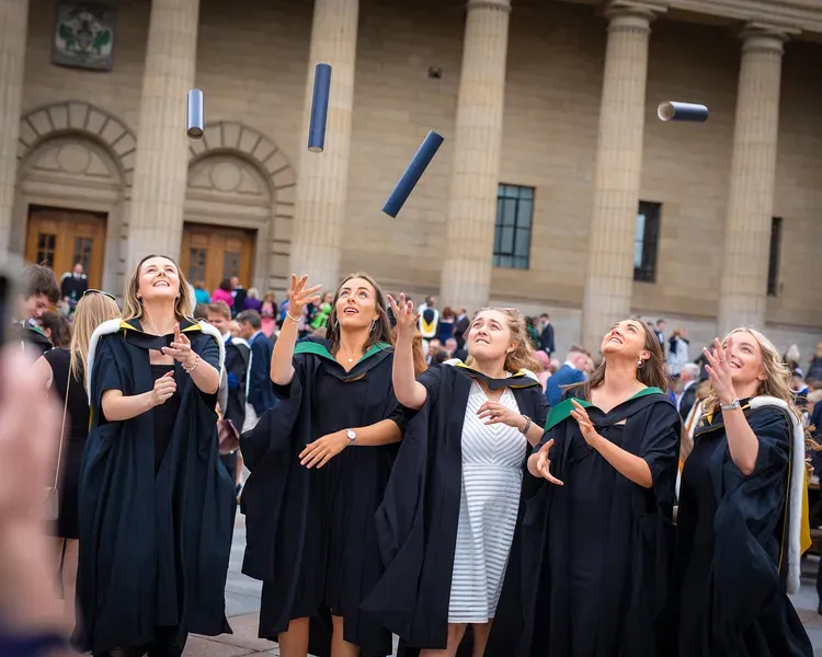 Student at Graduation outside the Caird Hall, Dundee