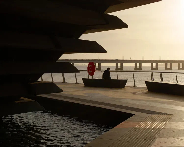 Looking towards the Tay from the V&A Dundee at sunset