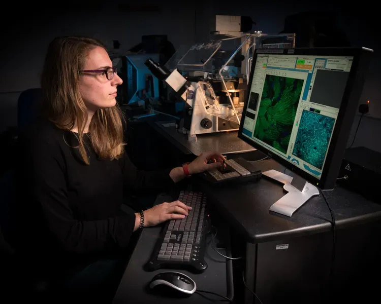 girl working at computer screen