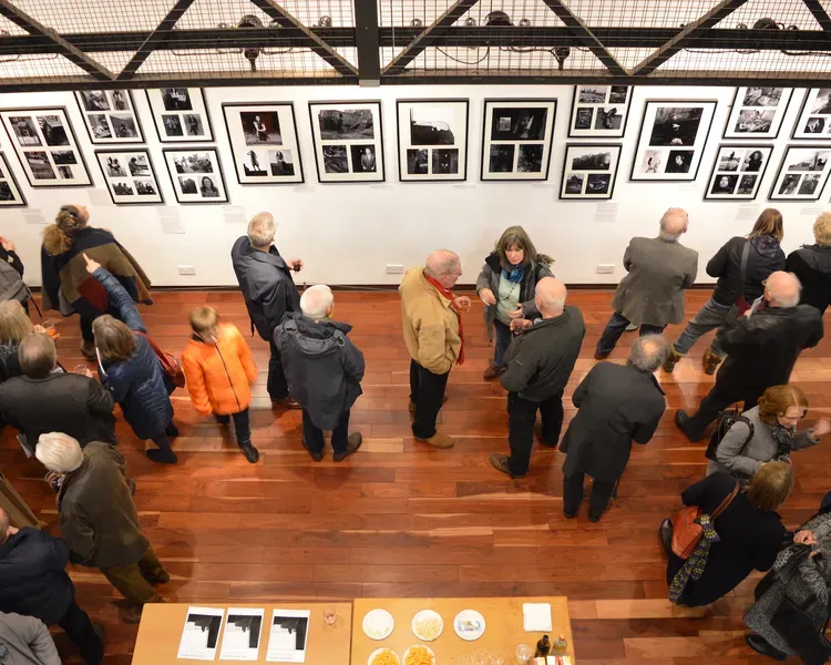 Museum exhibitions with people