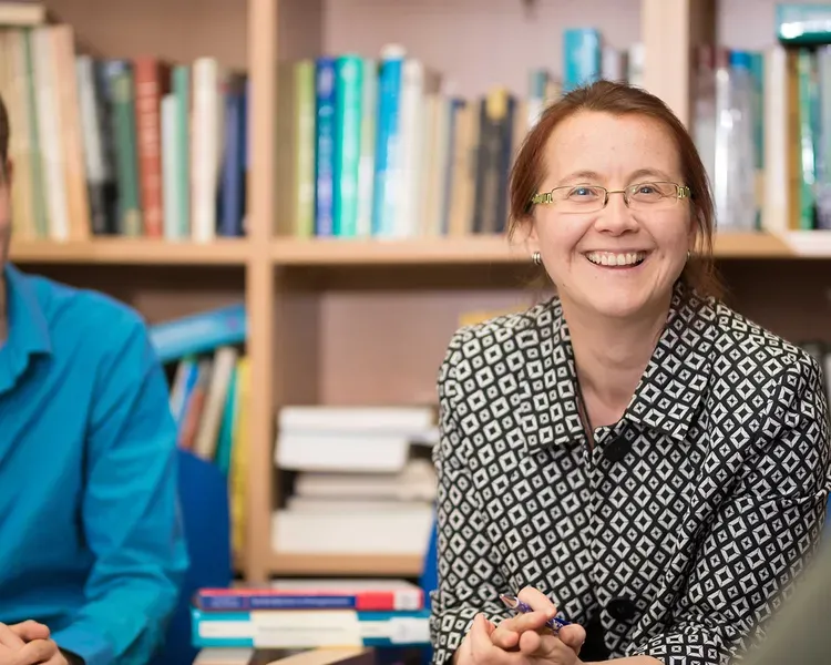 Photo of students working in library