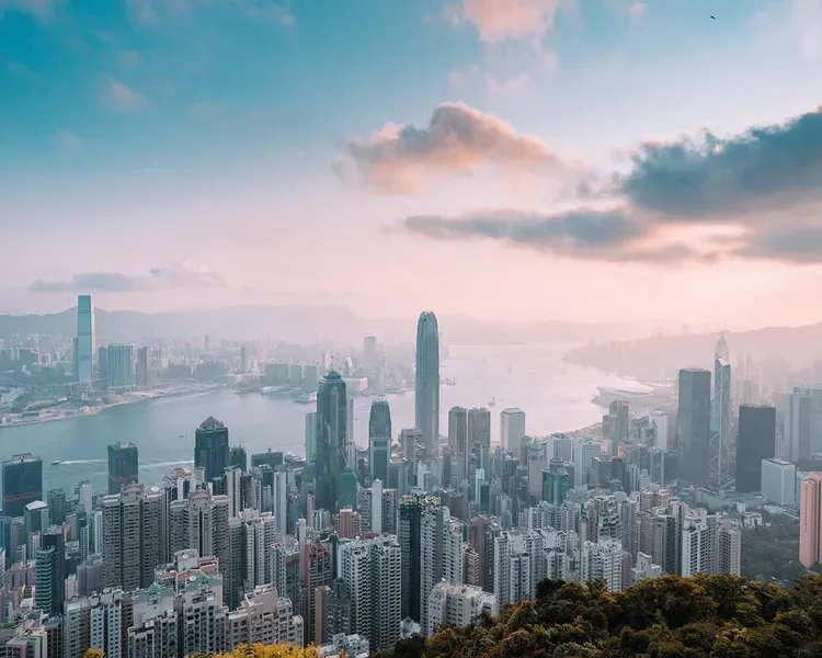 Looking across Hong Kong to the harbour