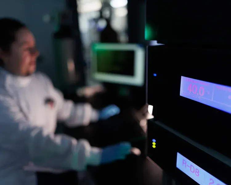Researcher working in lab