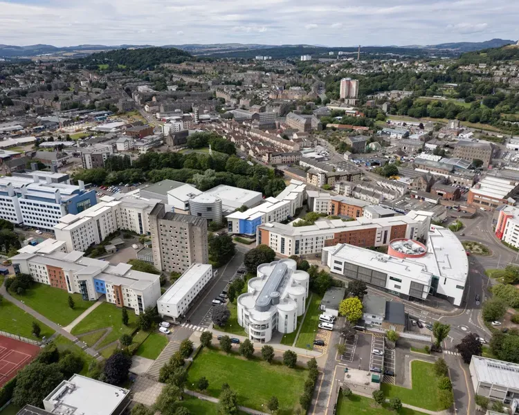 Dundee city and campus from the sky