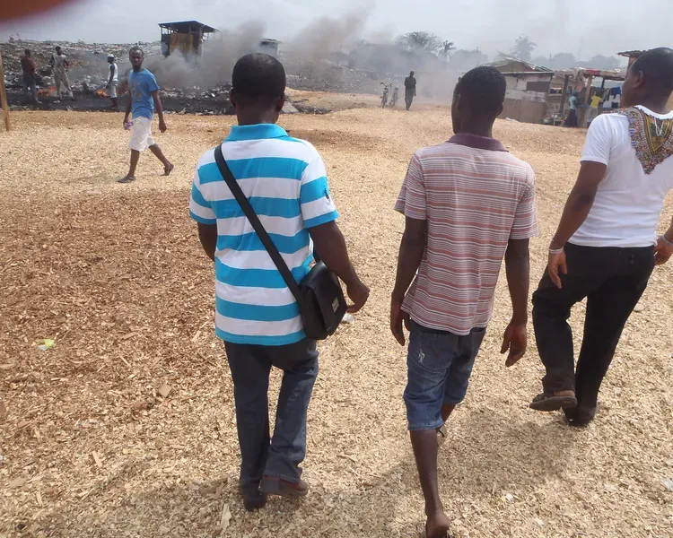 African youths in the desert