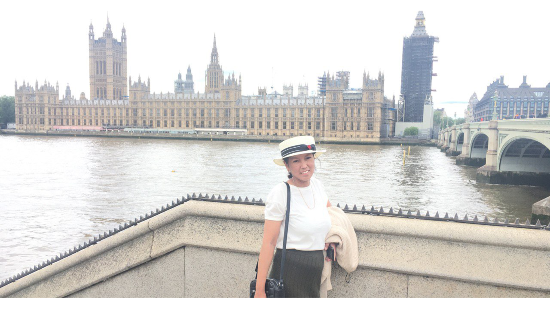 Landscape photo of Gulnaz Tasbolatova taken across the water from the Houses of Parliament