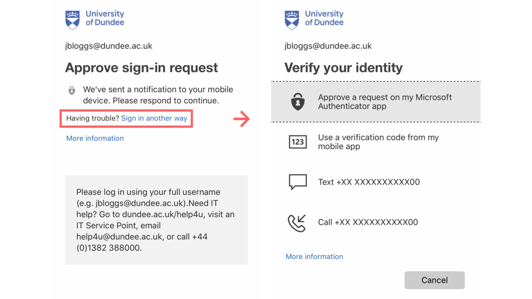Sign in another way (multi-factor authentication)