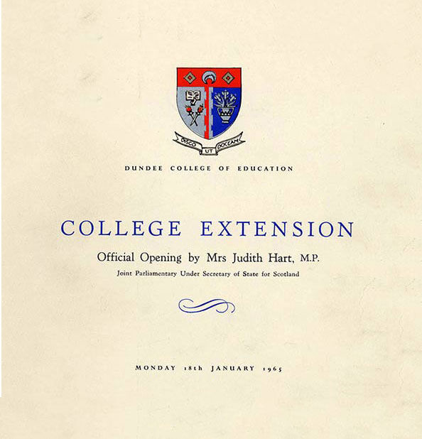 Front cover of invitation to the launch event of Dundee College of Education extension opening