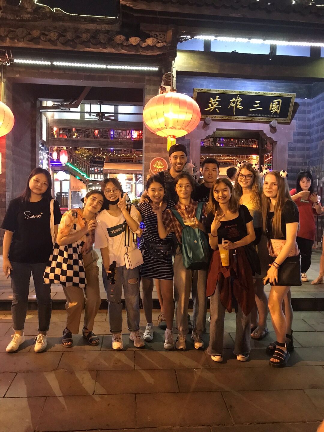 students standing together in China