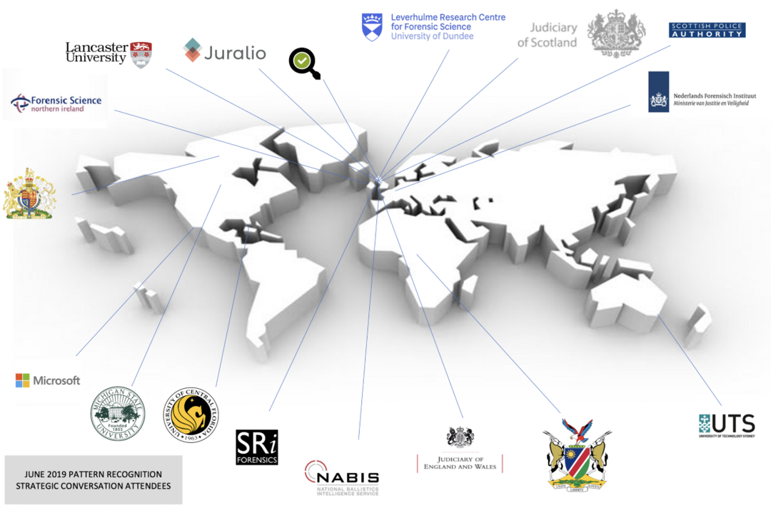 A map of the world showing strategic conversation attendees from June 2019