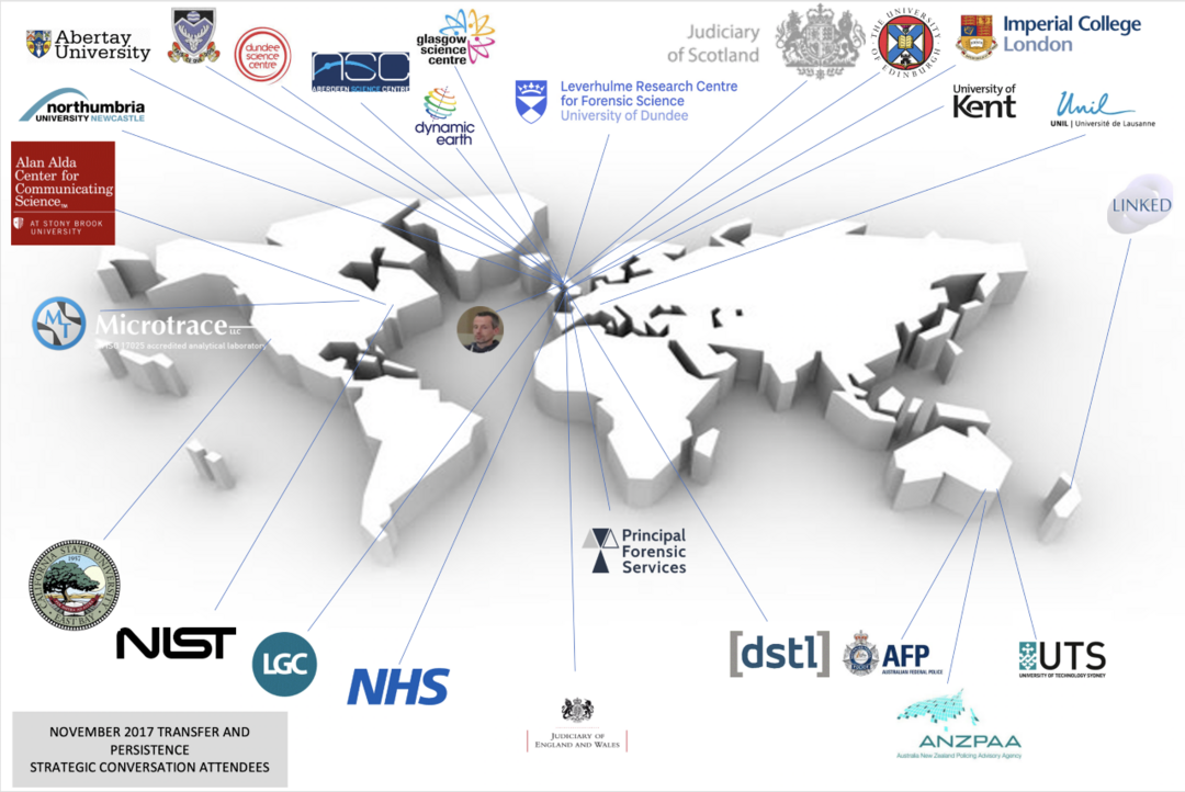 A map of the world showing strategic conversation attendees from November 2017