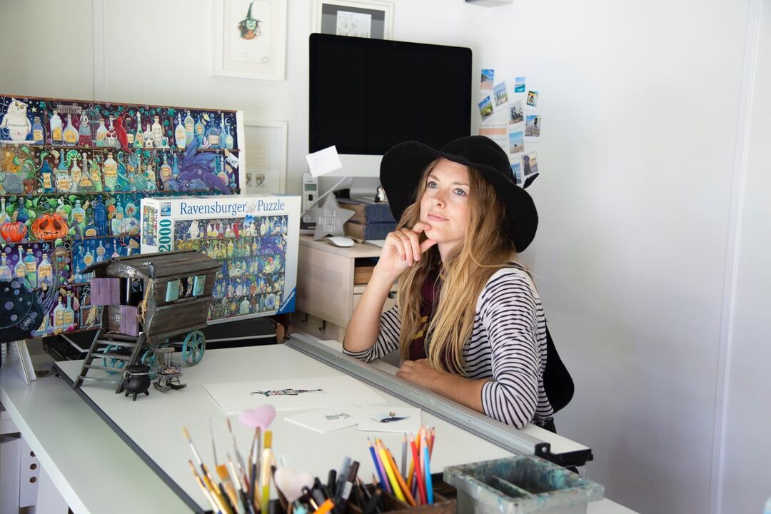 Zoe at her work desk