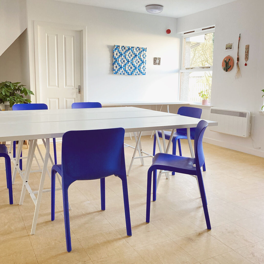 Interior of Central Scotland School of Craft, workshop space with table and chairs